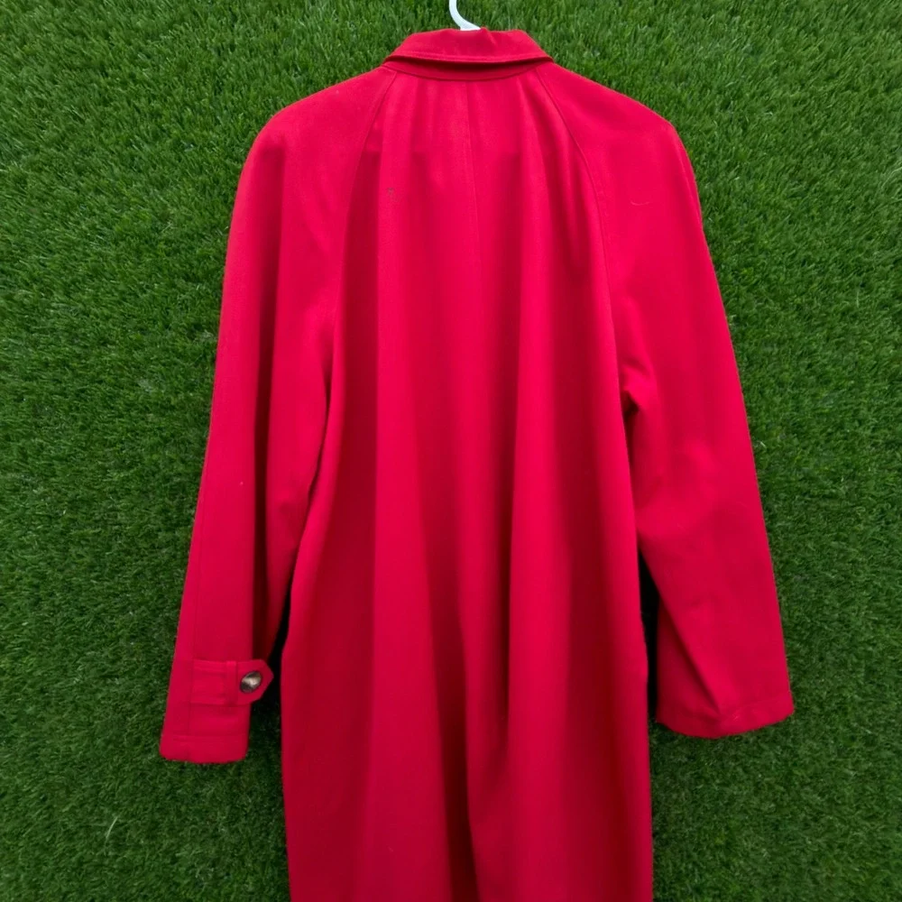 Hugo‎ Buscati Collection Red Trench Coat Womens Large Made In USA Classic Chic